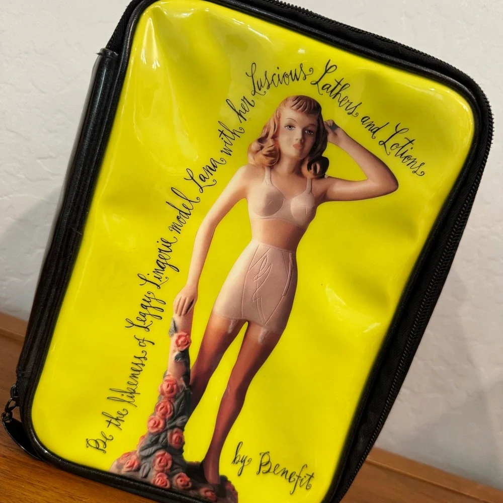 Benefit Makeup Bag Women OS Yellow Excellent Vintage Pinup Lana Cosmetic Case